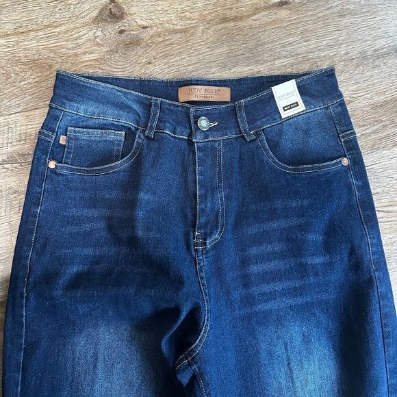 Judy Blue Tapered Straight Leg Jeans Dark Wash Size Medium High Waist Rise - Picture 3 of 5